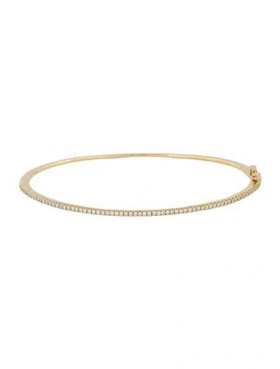 Pre-owned Bony Levy 18k Diamond Skinny Stackable Bangle, 6.75" In Multi