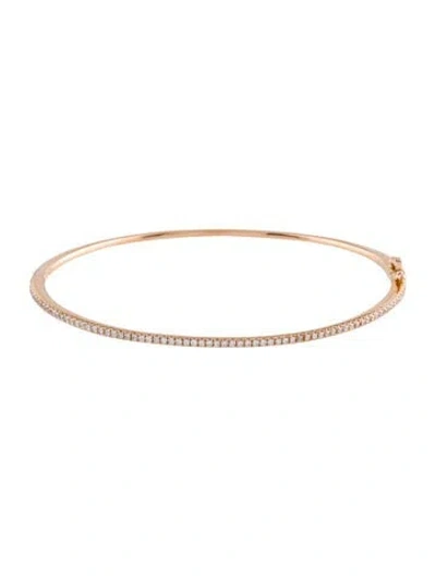 Pre-owned Bony Levy 18k Diamond Skinny Stackable Bangle, 6.75" In Multi