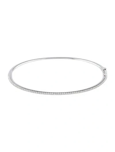 Pre-owned Bony Levy 18k Diamond Skinny Stackable Bangle, 7" In Multi