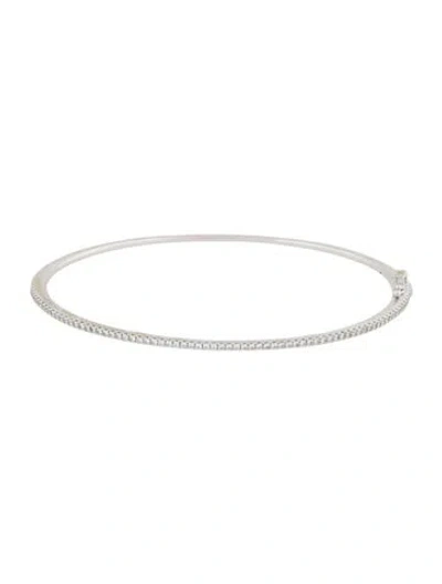 Pre-owned Bony Levy 18k Diamond Skinny Stackable Bangle, 7" In Multi