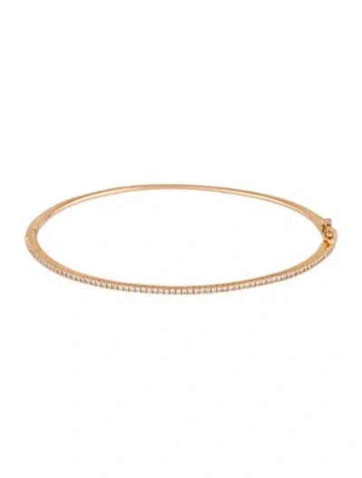 Pre-owned Bony Levy 18k Diamond Skinny Stackable Bangle, 7" In Multicolor