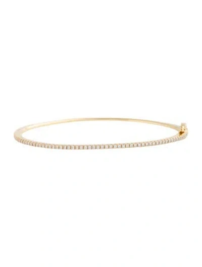 Pre-owned Bony Levy 18k Diamond Skinny Stackable Bangle Bracelet, 6.25" In Multicolor