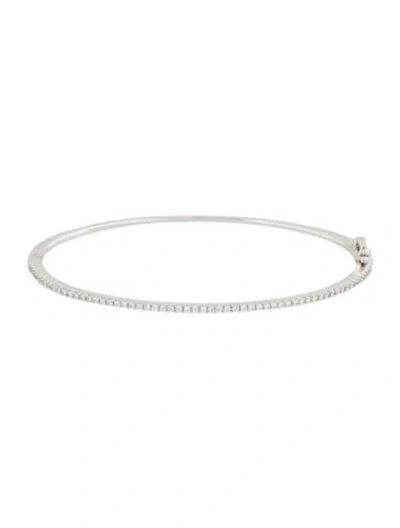 Pre-owned Bony Levy 18k Diamond Skinny Stackable Bangle Bracelet, 6.25" In Multicolor
