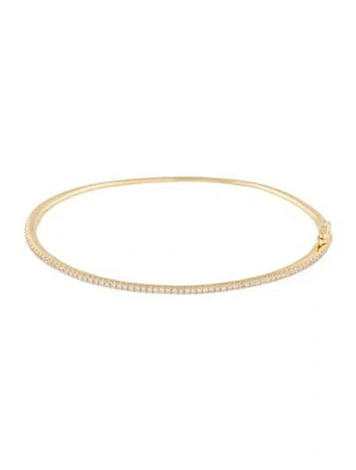 Pre-owned Bony Levy 18k Diamond Skinny Stackable Bangle Bracelet, 7" In Multi