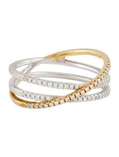 Pre-owned Bony Levy 18k Diamond Solstice Crossover Band Ring In Multi