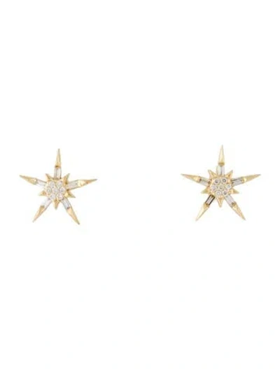 Pre-owned Bony Levy 18k Diamond Star Stud Earrings In Multi