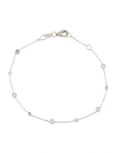 Pre-owned Bony Levy 18k Diamond Station Bracelet, 6.75" In Multicolor