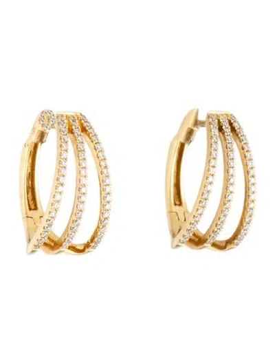 Pre-owned Bony Levy 18k Diamond Three-row Hoop Earrings In Multicolor