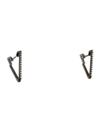 Pre-owned Bony Levy 18k Diamond Triangle Hoops In Multi