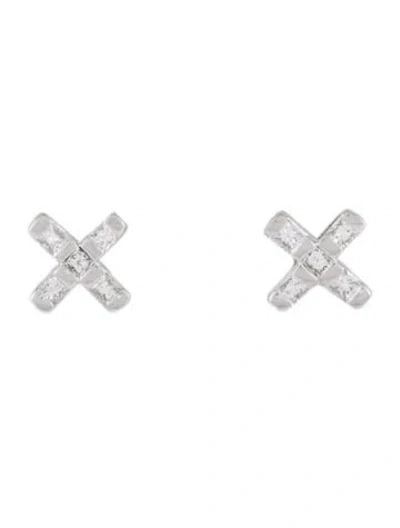 Pre-owned Bony Levy 18k Diamond X Earrings In Multi