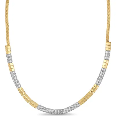 Bony Levy 18k Gold Cleo Half Diamond Tennis Necklace In Green
