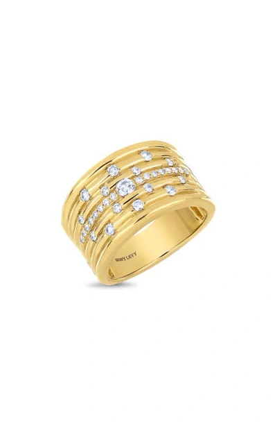 Bony Levy 18k Gold Cleo Natural Diamond Fluted Wide Ring In 18k Yellow Gold/diamond