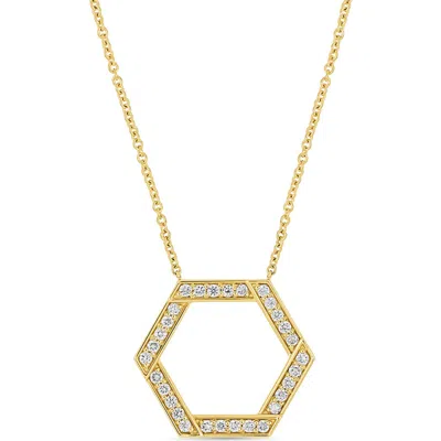 Bony Levy 18k Gold Diamond Hexagon Pendant Necklace
