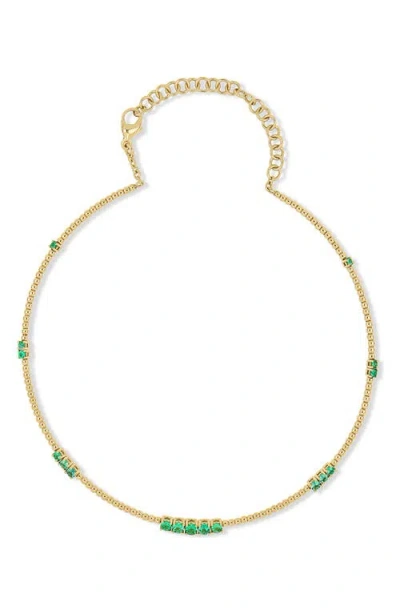 Bony Levy 18k Gold El Mar Emerald Choker Necklace In 18k Yellow Gold/emerald