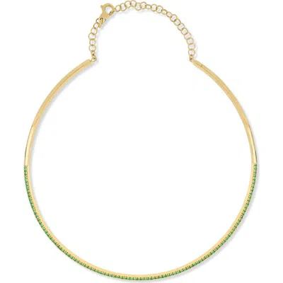Bony Levy 18k Gold El Mar Emerald Pavé Choker Necklace In 18k Yellow Gold/emerald