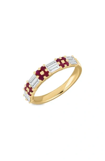 Bony Levy 18k Gold El Mar Gemstone & Diamond Stackable Ring In 18kyg/diamond/ruby