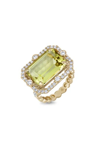 Bony Levy 18k Gold Iris Lemon Quartz & Diamond Statement Ring In Red
