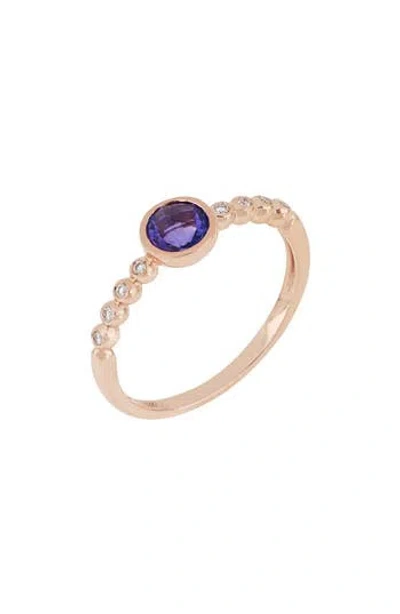 Bony Levy 18k Gold Iris Stackable Diamond & Amethyst Ring