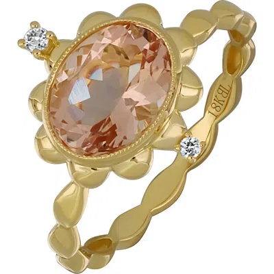 Bony Levy 18k Gold Morganite & Diamond Beaded Ring