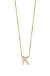 Bony Levy 18k Gold Pavé Diamond Initial Pendant Necklace