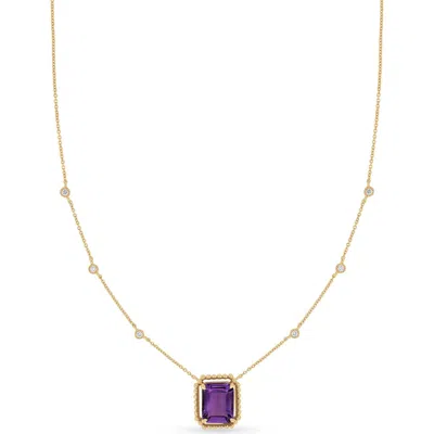 Bony Levy 18k Gold Skull Lightning Amethyst & Diamond Pendant Necklace