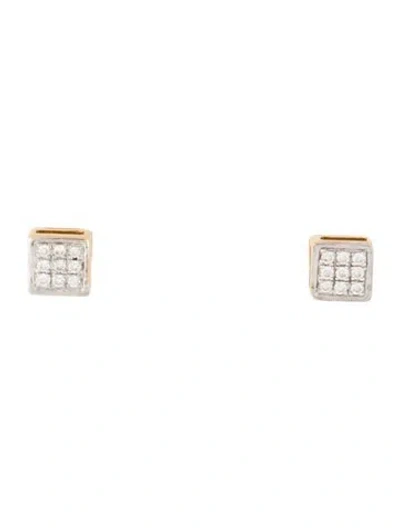 Pre-owned Bony Levy 18k Pavé Diamond Stud Earrings In Multicolor