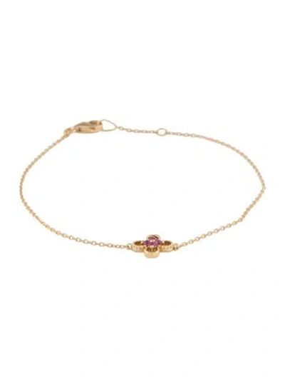 Pre-owned Bony Levy 18k Ruby Clover Station Bracelet, 7" In Multi
