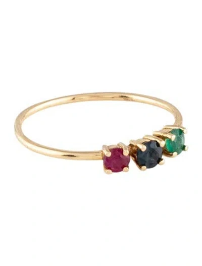 Pre-owned Bony Levy 18k Ruby, Emerald & Sapphire Band In Multicolor
