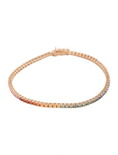 Pre-owned Bony Levy 18k Sapphire Rainbow Tennis Bracelet, 7" In Multicolor