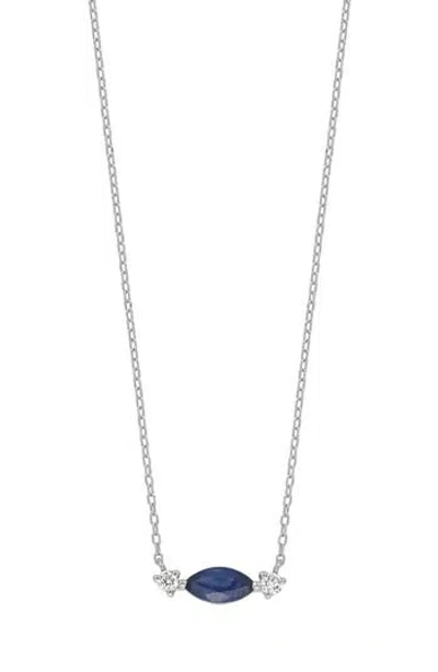 Bony Levy 18k White Gold Diamond & Sapphire Necklace In Metallic
