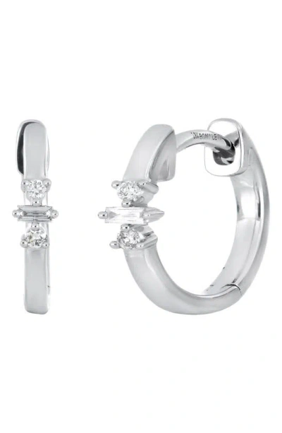 Bony Levy 18k White Gold Diamond Huggie Hoop Earrings In Metallic