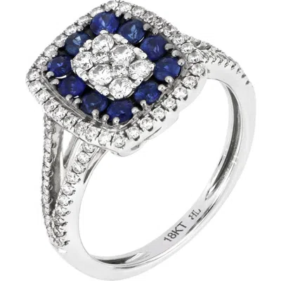 Bony Levy 18k White Gold Pave Blue Sapphire & Diamond Ring In Metallic