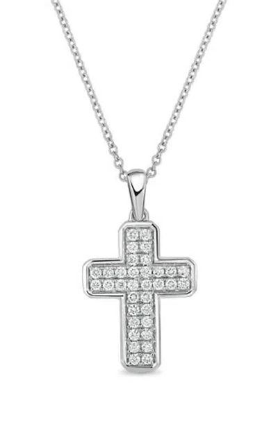 Bony Levy 18k White Gold Pavé Diamond Cross Pendant Necklace In Neutral