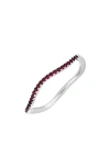 Bony Levy 18k White Gold Ruby Wave Band Stackable Ring In Orange