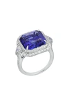 Bony Levy 18k White Gold Tanzanite & Diamond Echo Halo Statement Ring In Burgundy
