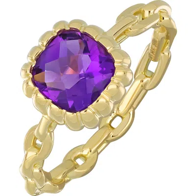 Bony Levy 18k Yellow Gold Cushion Cut Amethyst Ring