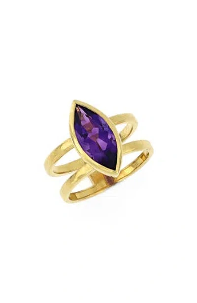 Bony Levy 18k Yellow Gold Marquise Amethyst Ring