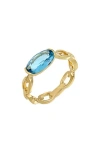 Bony Levy 18k Yellow Gold Oval Blue Topaz Ring
