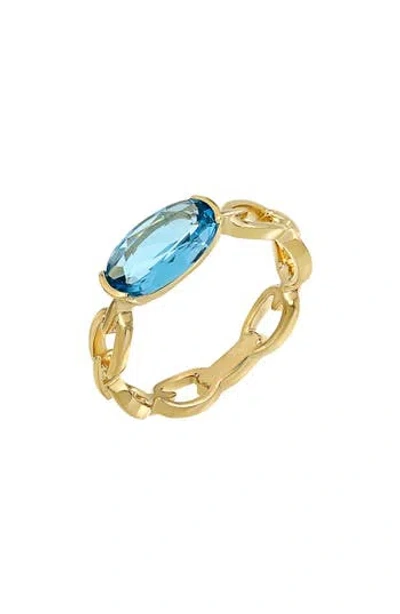 Bony Levy 18k Yellow Gold Oval Blue Topaz Ring
