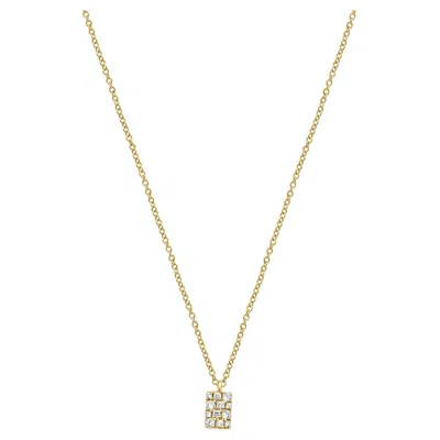 Pre-owned Bony Levy 18k Yellow Gold Round Diamond Rectangle Pendant Necklace 18.0"