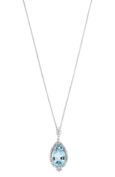 Bony Levy Aquamarine & Diamond Pendant Necklace In Silver