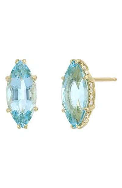 Bony Levy Aquamarine & Diamond Stud Earrings In Blue