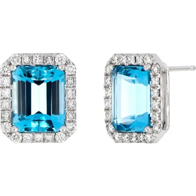 Bony Levy Aquamarine & Diamond Stud Earrings In Silver