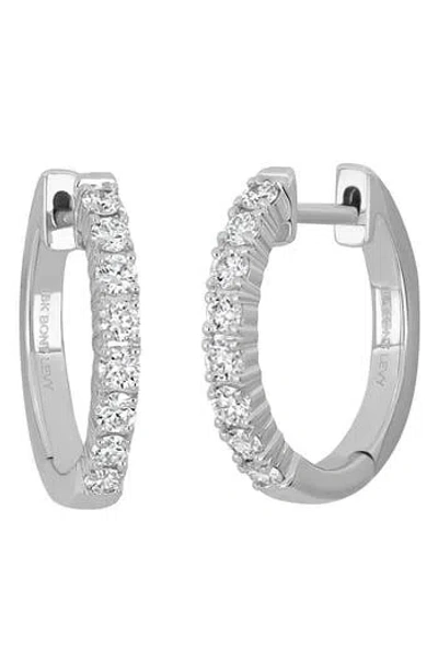 Bony Levy Audrey 18k White Gold Diamond Huggie Hoop Earrings In Silver