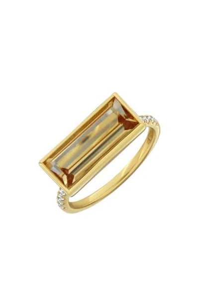 Bony Levy Baguette Statement Ring In 18k Yellow Gold/citrine