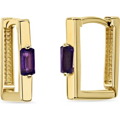 Bony Levy Baguette Stone Huggie Hoop Earrings In 14ky