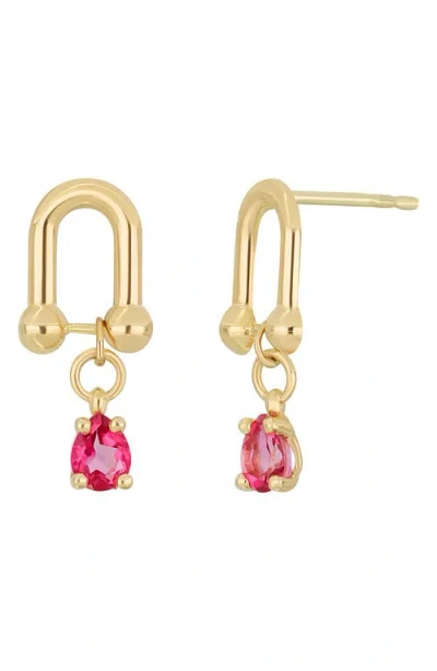 Bony Levy Blc Pink Topaz 14k Gold Drop Earrings