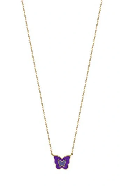 Bony Levy Blg 14k Gold Enamel Butterfly Pendant Necklace In 14k Yellow Gold