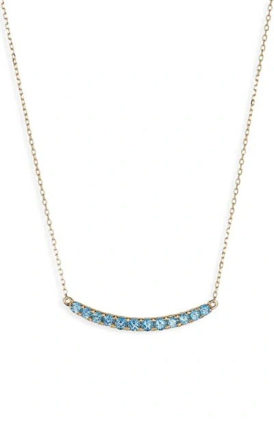 Bony Levy Blue Topaz Bar Pendant Necklace In 14k Yellow Gold Blue Topaz