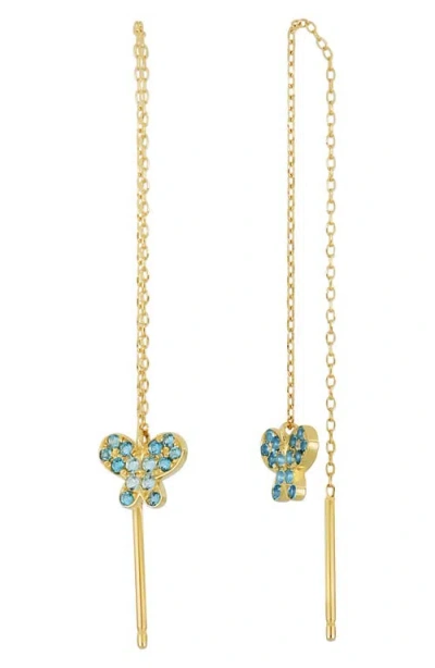 Bony Levy Blue Topaz Butterfly Threader Earrings In Gold